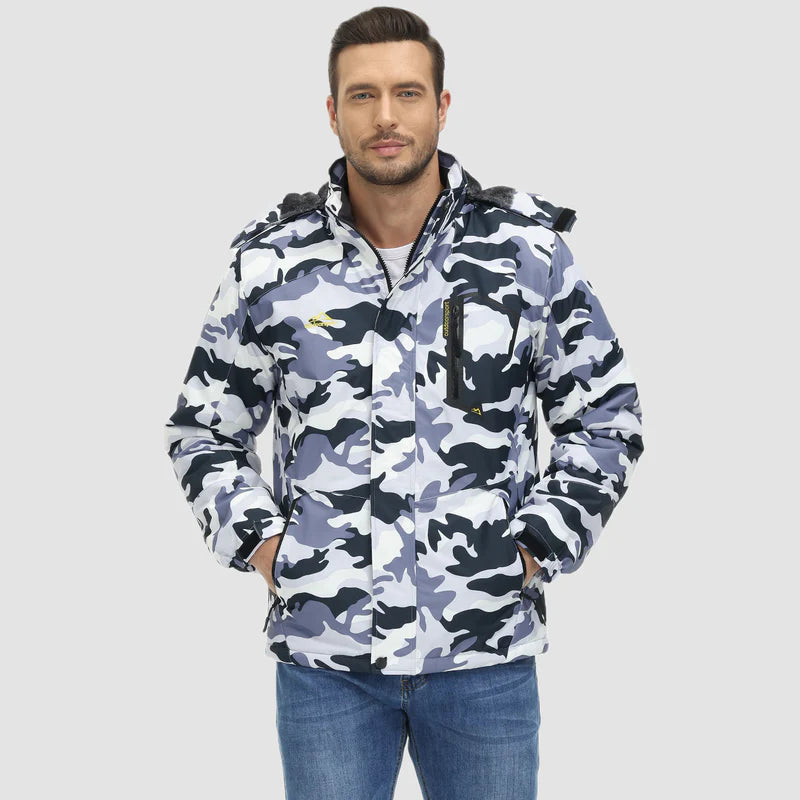 Men's Water-Repellent Winter Ski Jacket with Fleece Lining