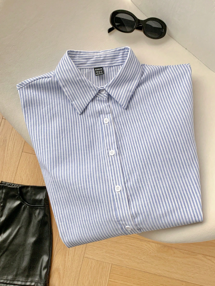 Chic Striped Long-Sleeve Shirt for Versatile Elegance