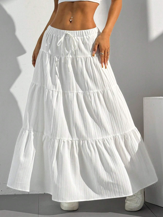White Ruffled Maxi Skirt for Timeless Summer Style