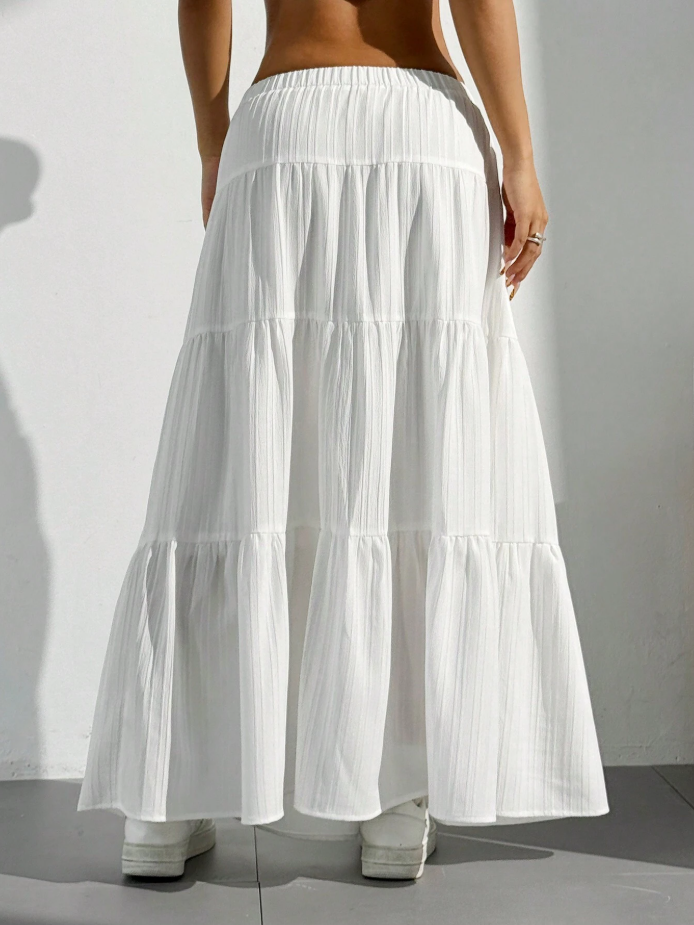 White Ruffled Maxi Skirt for Timeless Summer Style