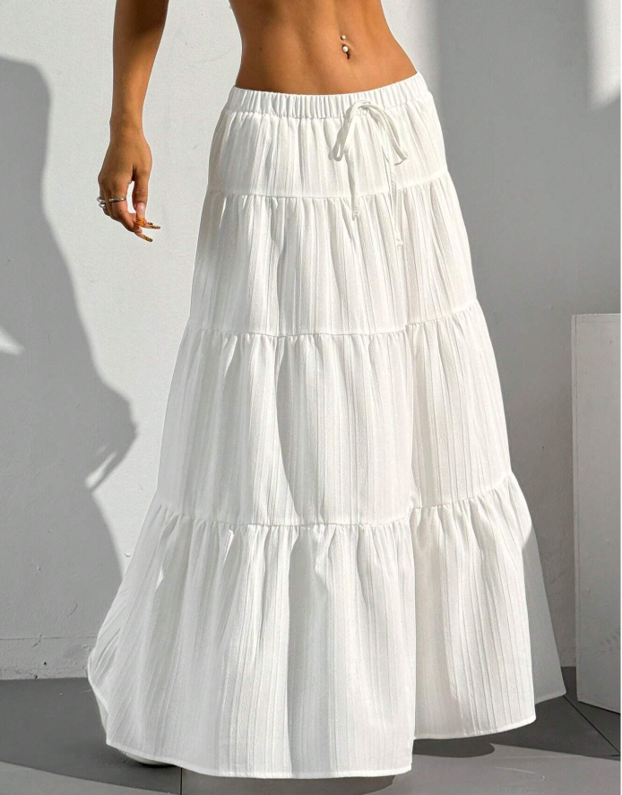 White Ruffled Maxi Skirt for Timeless Summer Style