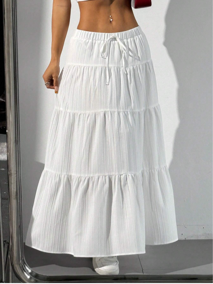 White Ruffled Maxi Skirt for Timeless Summer Style