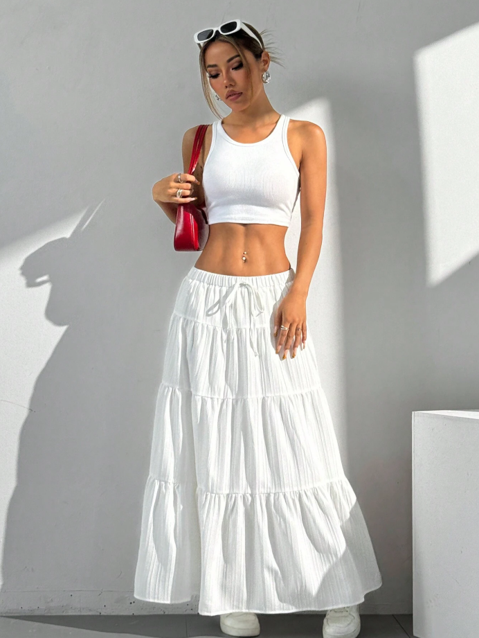 White Ruffled Maxi Skirt for Timeless Summer Style