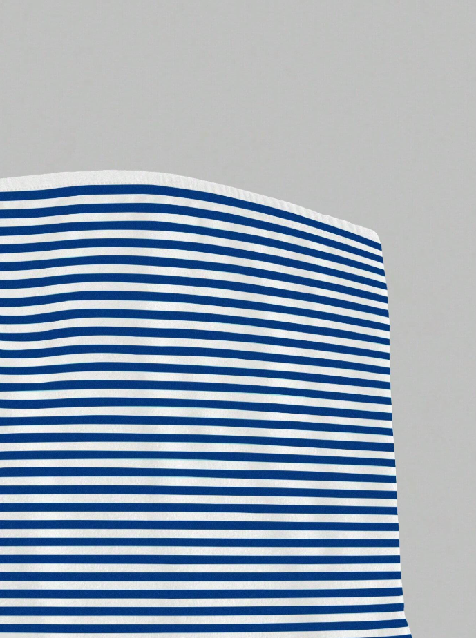Casual Striped Print Bandeau Tube Top for Summer