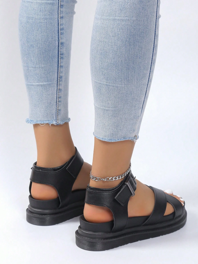 Black Criss-Cross Platform Sandals