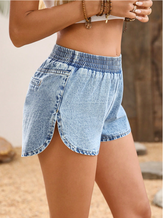 Elastic Waist Loose Fit Denim Shorts – Breezaya Edition