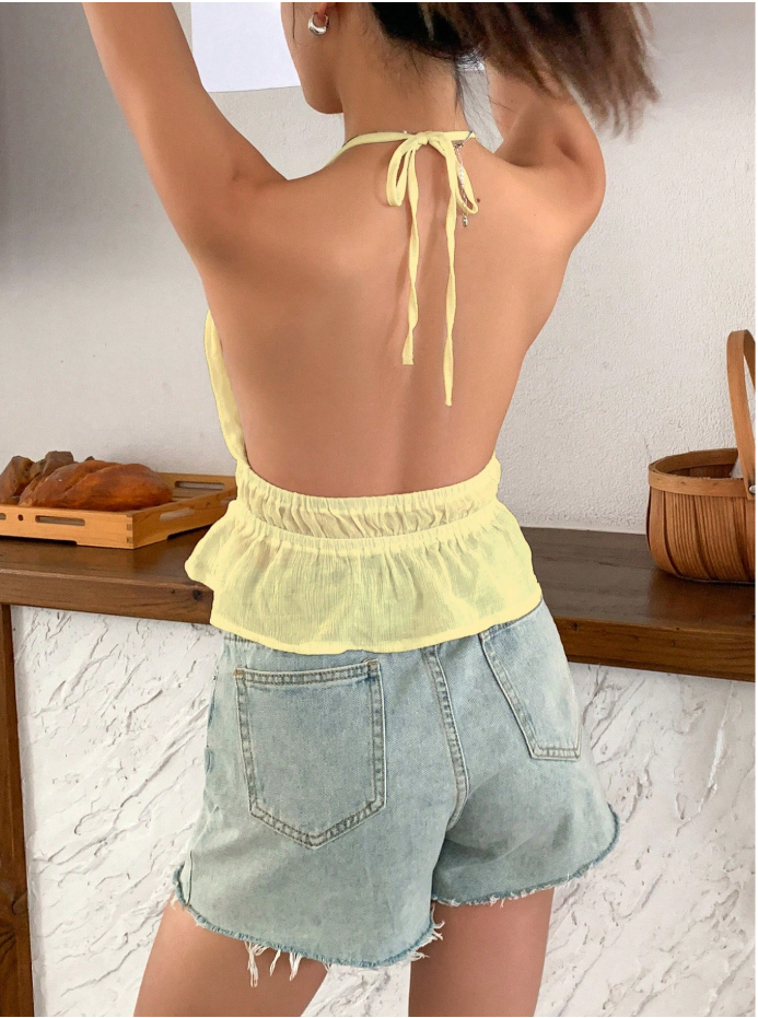 Front Tie Halter Crop Top – Lemon Drop Energy