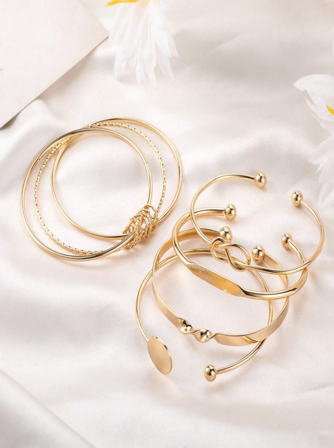5-Piece Gold Cuff Bracelet Set
