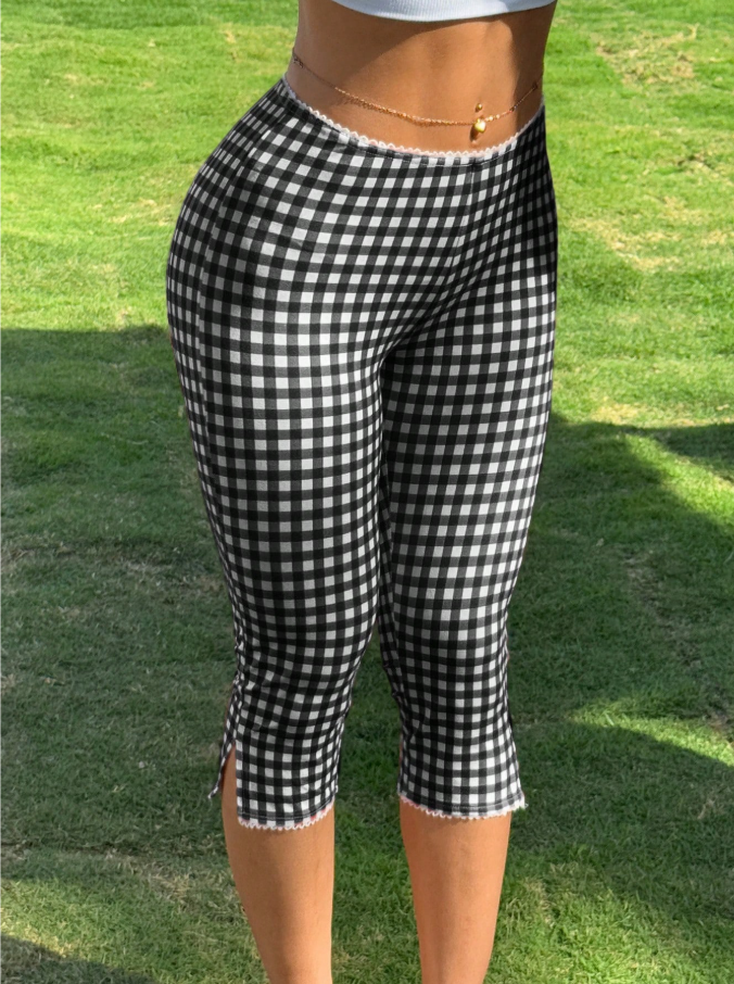 Women's Plaid Knitted Elastic Leggings