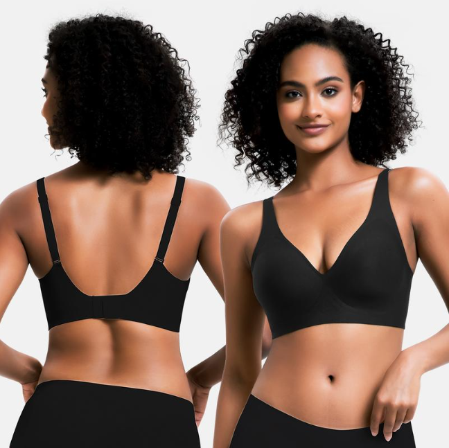 Women's Seamless Black Wire-Free Bralette