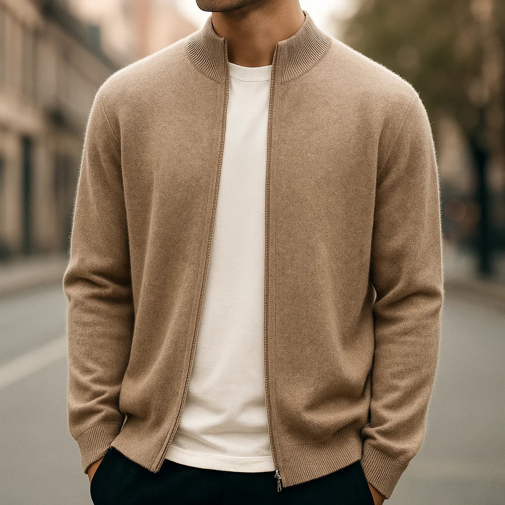 Cashmere Zipper Cardigan