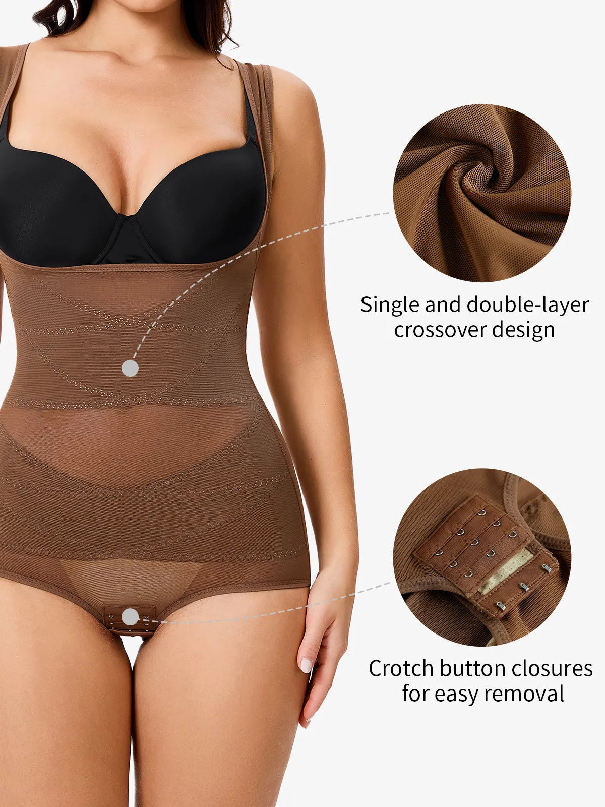 Women Mesh Open Bust Full Body Shapewear