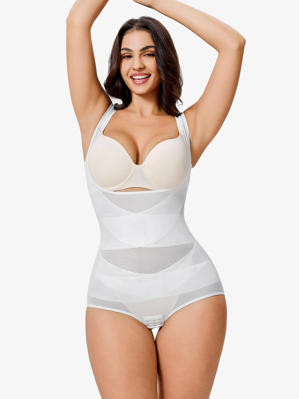 Women Mesh Open Bust Full Body Shapewear