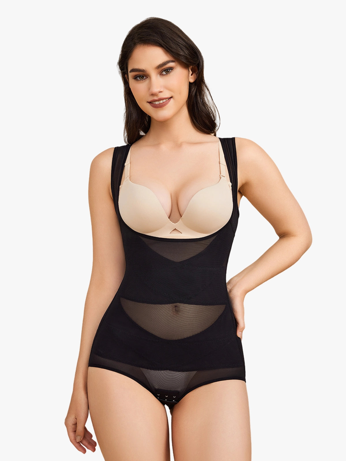Women Mesh Open Bust Full Body Shapewear