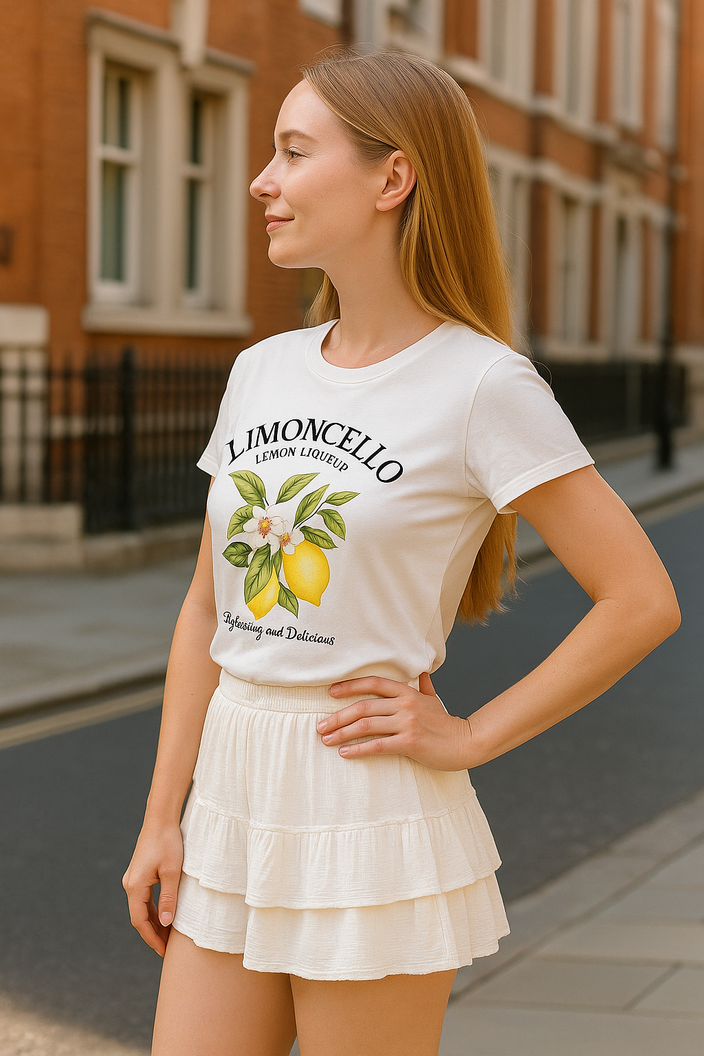Women's Lemon Print Cotton T-Shirt - Summer Essential