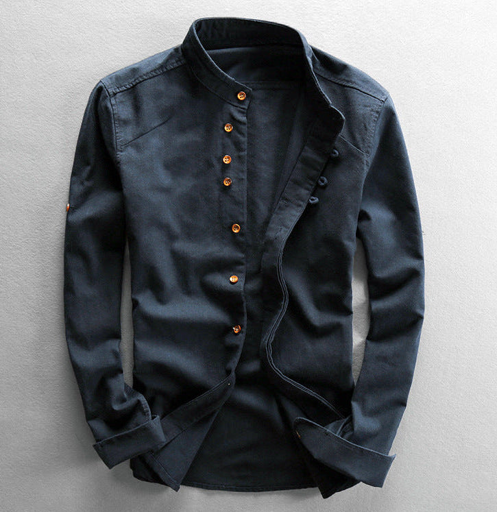Japan-Style Linen Long Sleeved Shirt
