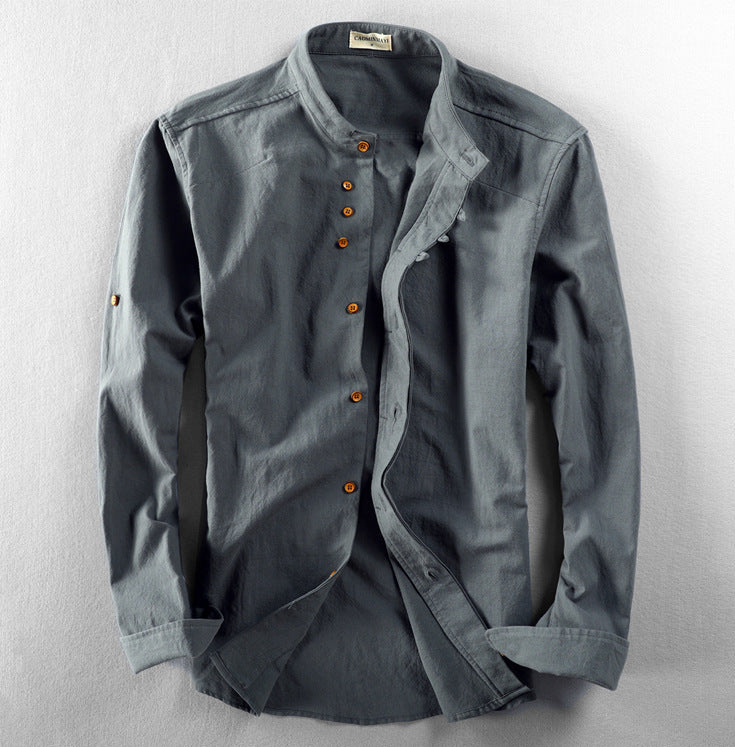 Japan-Style Linen Long Sleeved Shirt