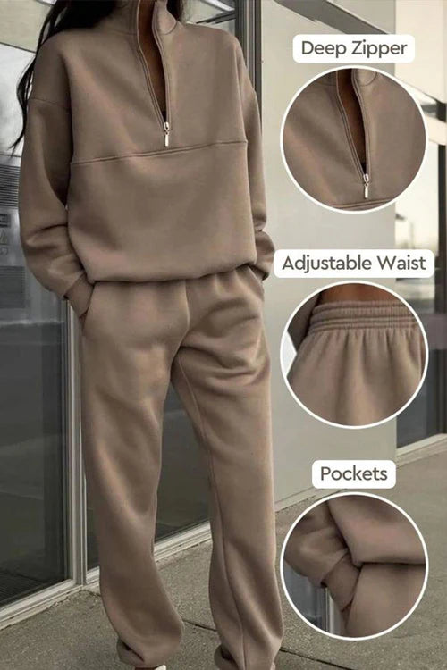 Women’s Travel Co-ord Set – Soft Cotton Blend Pullover & Jogger Pants