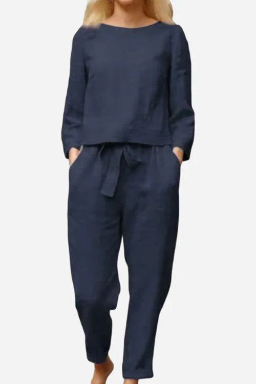 100% Cotton Linen Monochrome 2 Piece Set