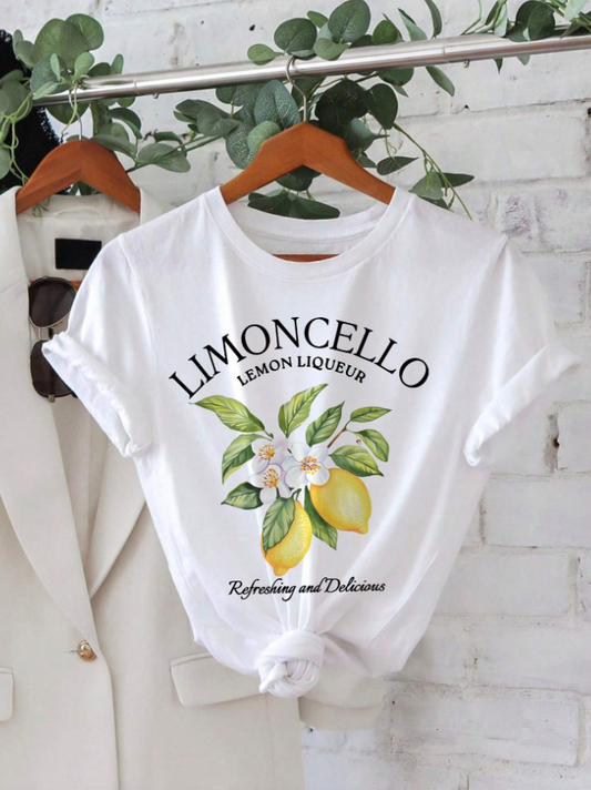 Women's Lemon Print Cotton T-Shirt - Summer Essential