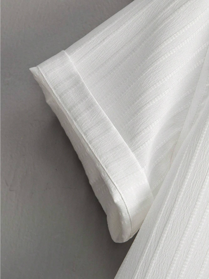 White Short-Sleeve Shirt and Pants Set for Minimalist Comfort