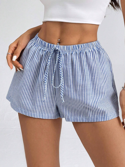 Women's Striped Low-Rise Shorts for Summer Vacation Beach