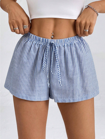 Women's Striped Low-Rise Shorts for Summer Vacation Beach
