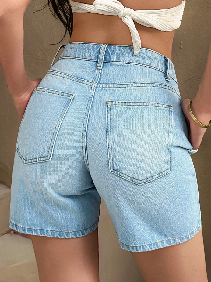 Low Waist Relaxed Fit Tinted Denim Shorts