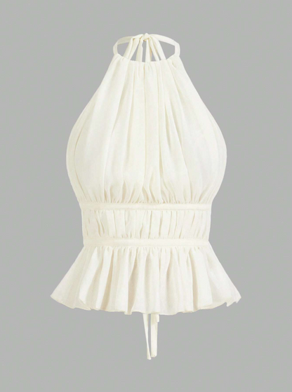 Pleated Halter Backless Top – Breezy Beauty