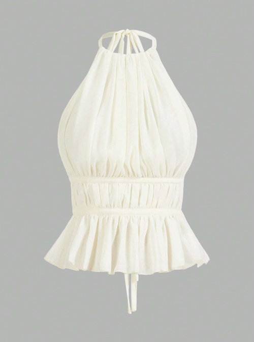 Pleated Halter Backless Top – Breezy Beauty