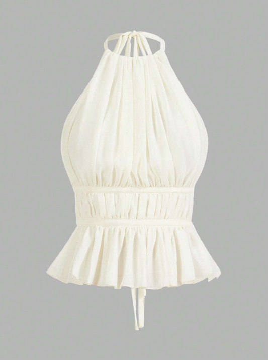 Pleated Halter Backless Top – Breezy Beauty