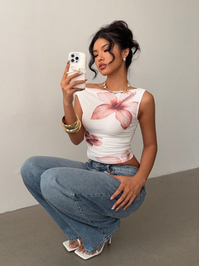 Floral Off-Shoulder Stretch Top – Siren Bloom