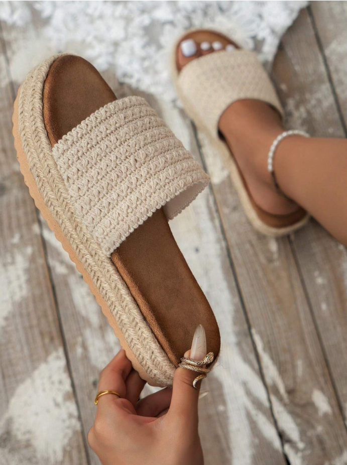 Handmade Mesh Strap Jute Wedge Sandals – Natural Comfort &amp; Effortless Style