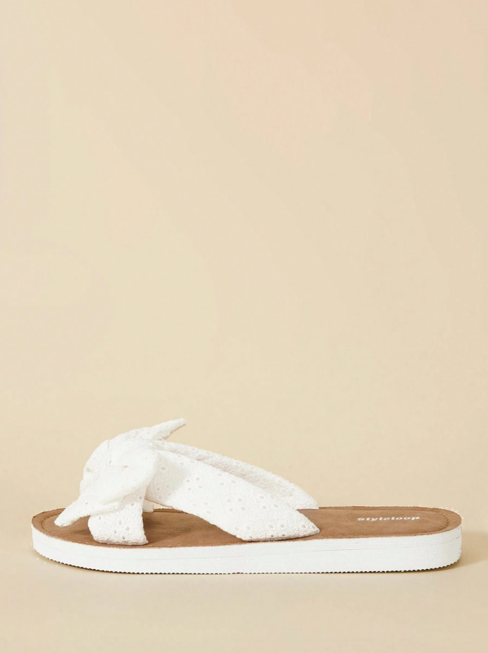Bow Decor Cross Strap Slippers