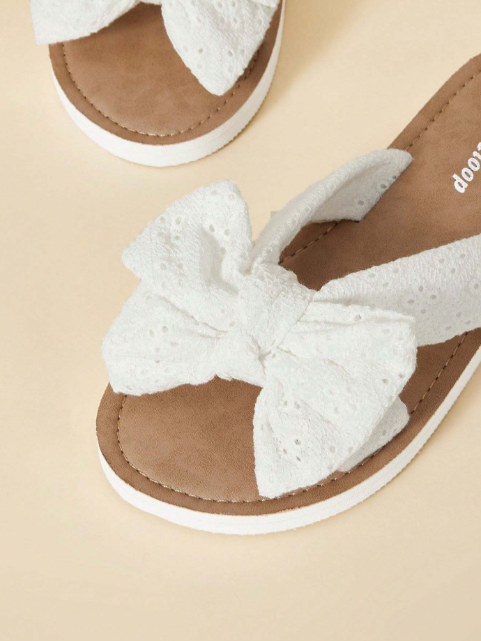 Bow Decor Cross Strap Slippers