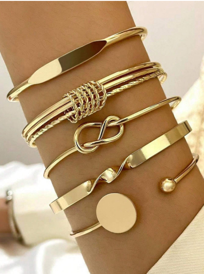 5-Piece Gold Cuff Bracelet Set