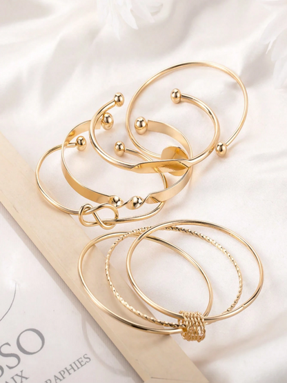 5-Piece Gold Cuff Bracelet Set