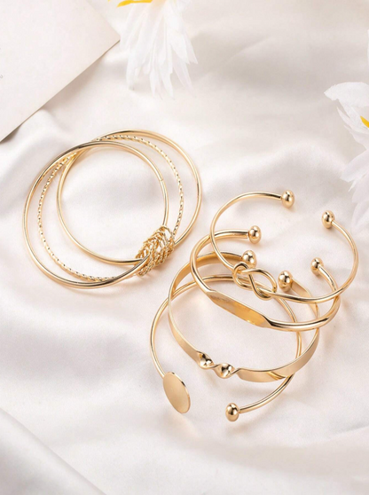 5-Piece Gold Cuff Bracelet Set
