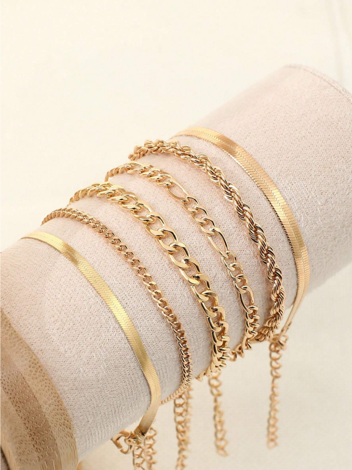6-Piece Gold Chain Bracelet Set&nbsp;