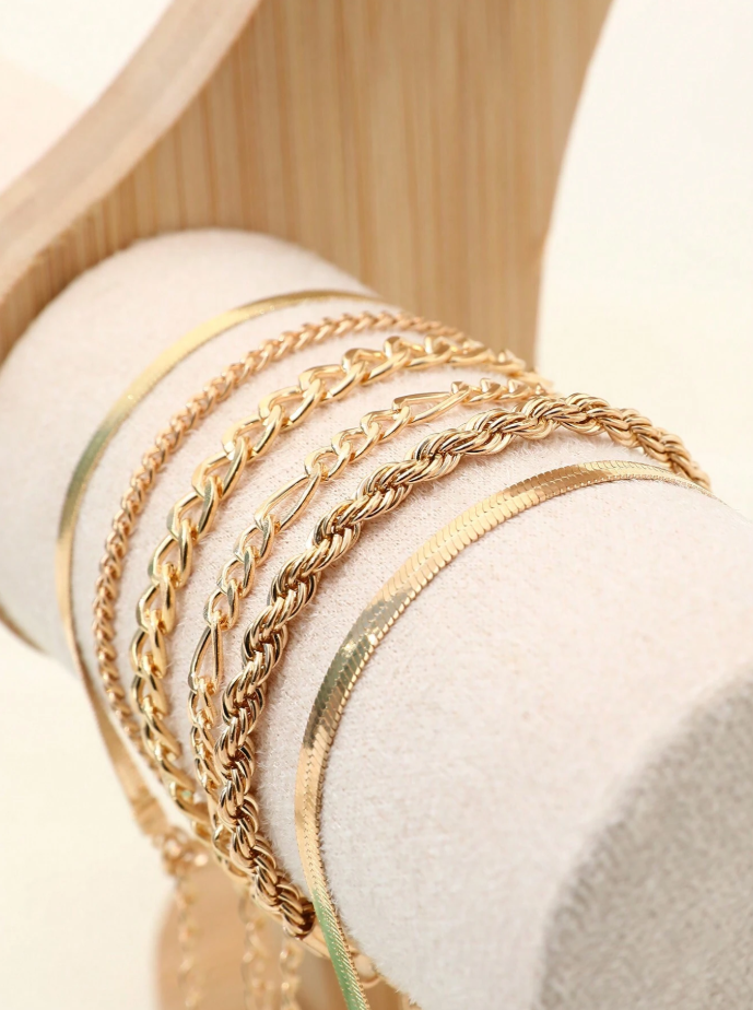 6-Piece Gold Chain Bracelet Set&nbsp;