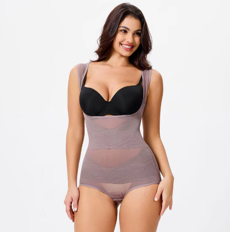 Women Mesh Open Bust Full Body Shapewear