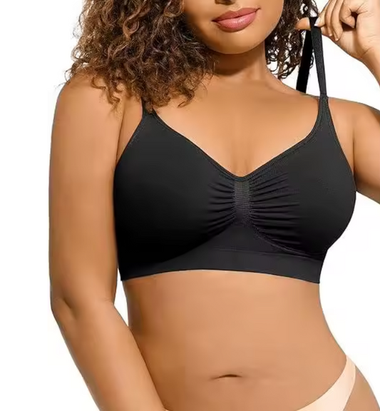 Women's Seamless Black Bralette - 2XL Comfort Fit