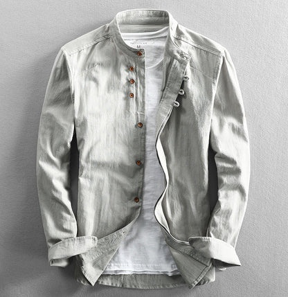 Japan-Style Linen Long Sleeved Shirt
